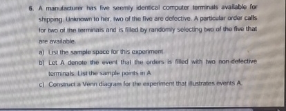 Solved A manufacturer has five seemly identical computer | Chegg.com