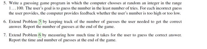 5. write a guessing game program in which the computer chooses at random an integer in the range 1...100. the users goal is