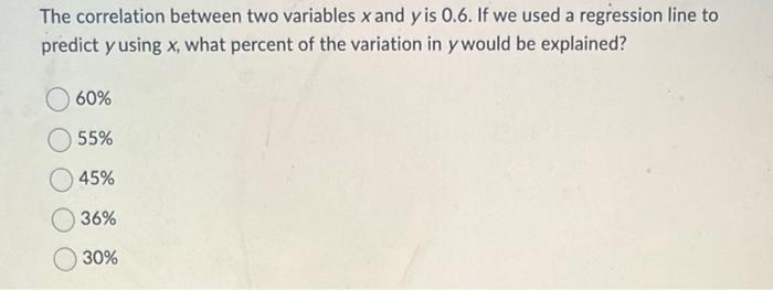 Solved The correlation between two variables x and y is 0.6. | Chegg.com