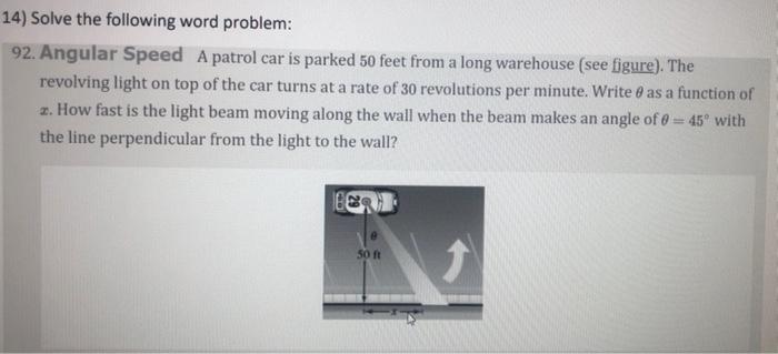 Solved 14) Solve the following word problem: 92. Angular | Chegg.com