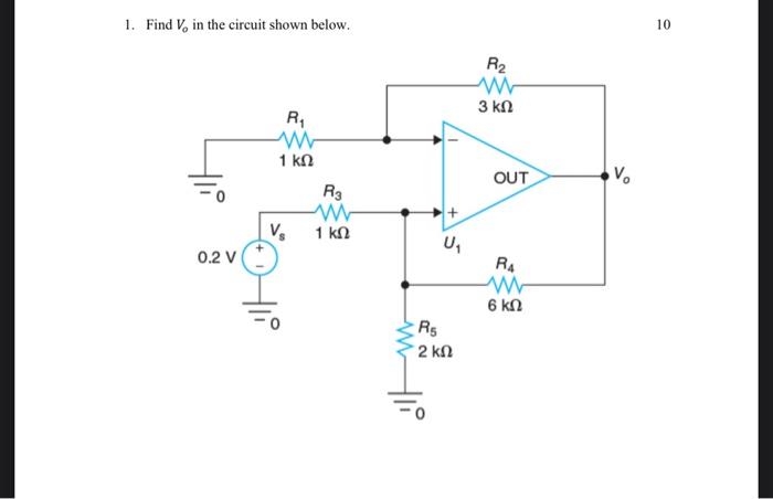 Solved 1. Find V, in the circuit shown below. 10 R2 3 ΚΩ R 1 | Chegg.com