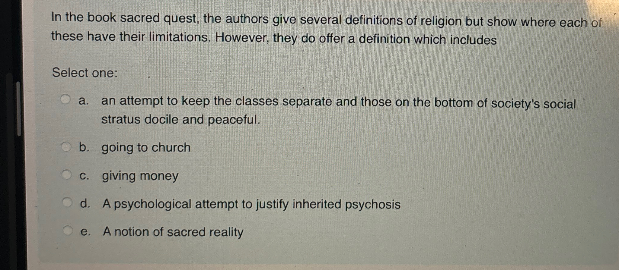 Solved In the book sacred quest, the authors give several | Chegg.com