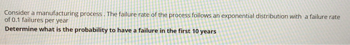 Solved Consider a manufacturing process. The failure rate of | Chegg.com