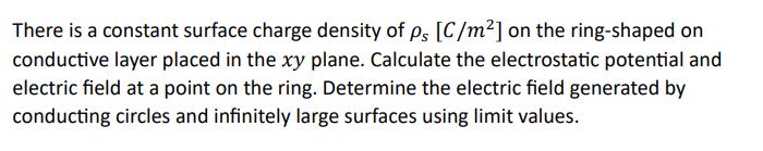 Solved There is a constant surface charge density of ρs[Cm2] | Chegg.com