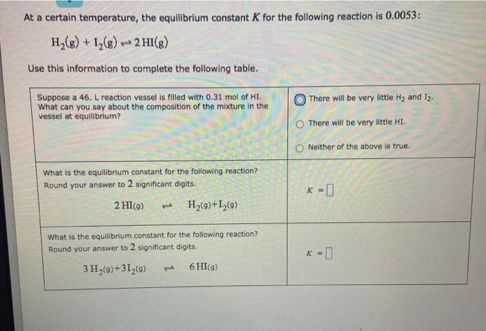 Solved At A Certain Temperature The Equilibrium Constant K Chegg Com   Image