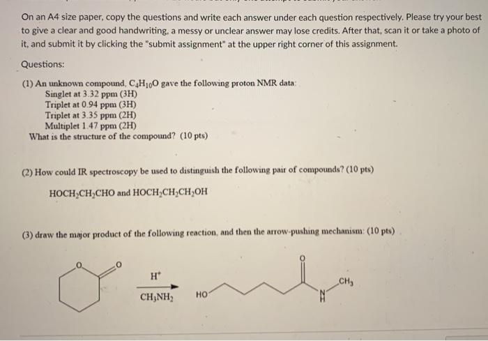 Solved On An A4 Size Paper Copy The Questions And Write Chegg Com