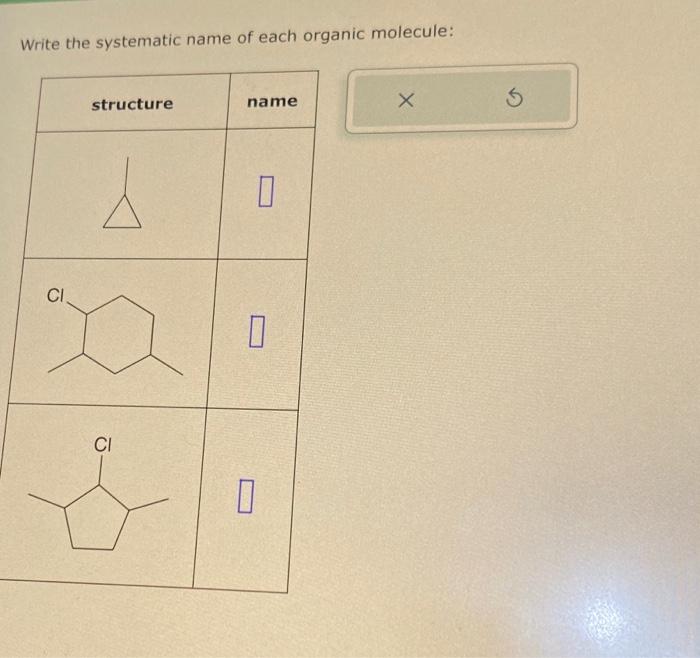 Solved Write the systematic name of each organic molecule: | Chegg.com