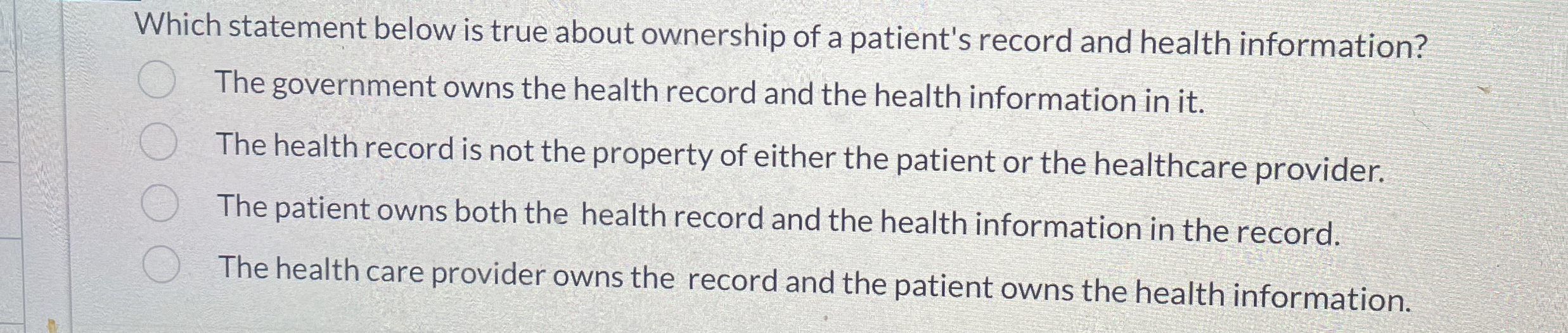 Solved Which statement below is true about ownership of a