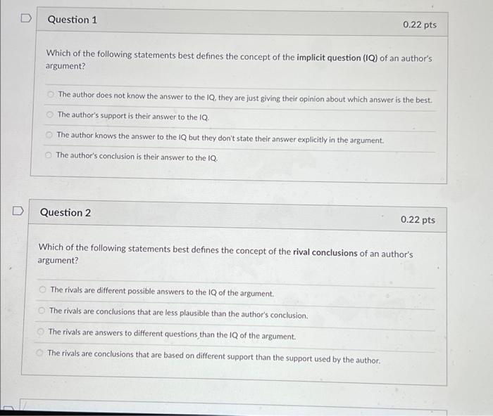 Solved D Question 1 0.22 pts Which of the following | Chegg.com