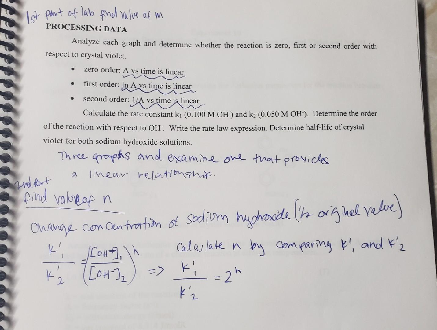 rate law determination of the crystal violet reaction answers