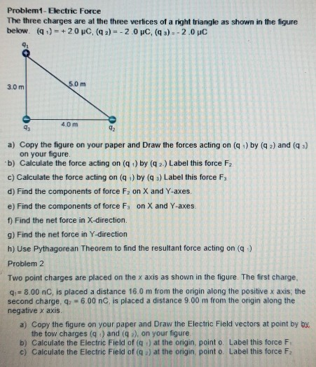 Solved Problem - Electric Force The three charges are at the | Chegg.com