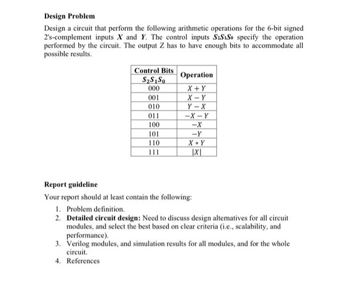 Solved Design Problem Design A Circuit That Perform The | Chegg.com