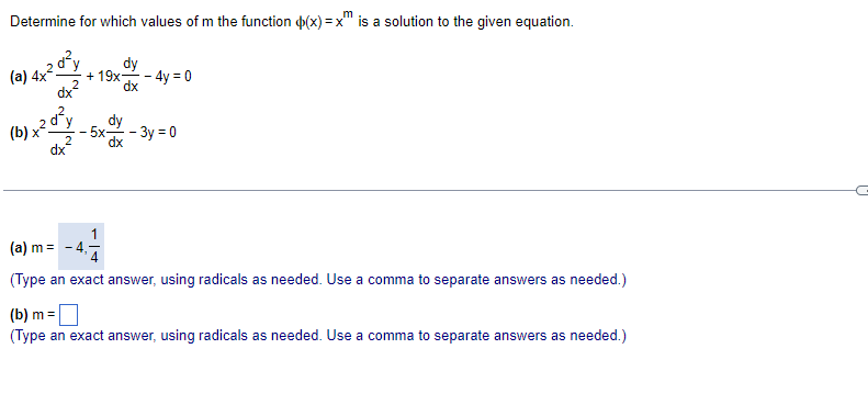 Solved Determine for which values of m ﻿the function φ(x)=xm | Chegg.com