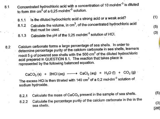 Solved Concentrated Hydrochloric Acid With A Co 5780