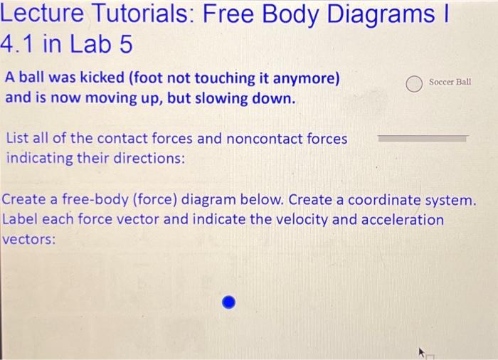 Solved Lecture Tutorials: Free Body Diagrams I 4.1 in Lab 5 | Chegg.com