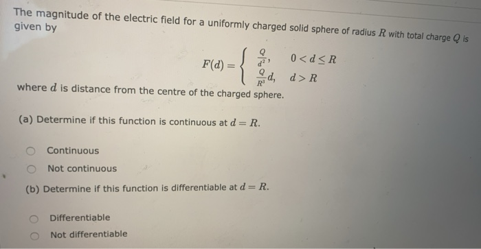 Solved The magnitude of the electric field for a uniformly | Chegg.com