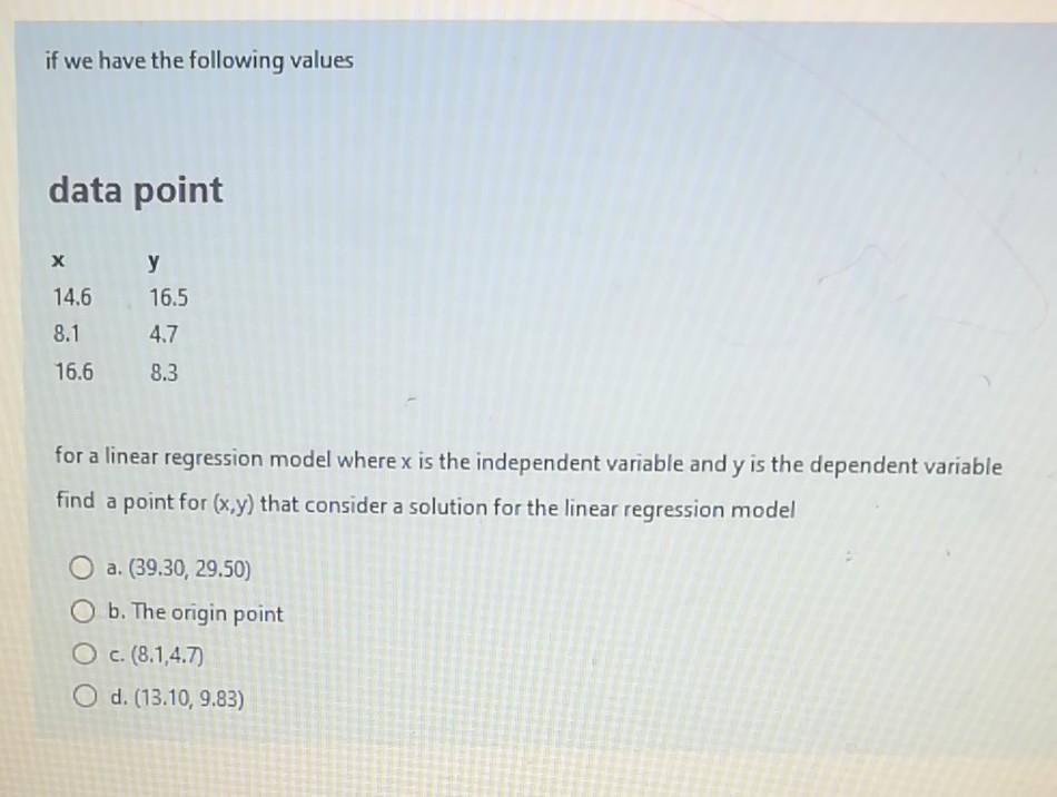 Solved if we have the following values data point х у 14.6 | Chegg.com