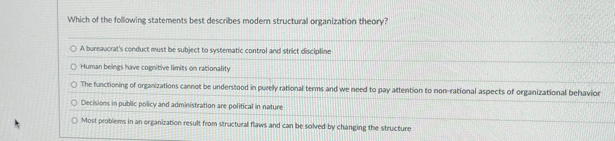 Solved Which of the following statements best describes | Chegg.com