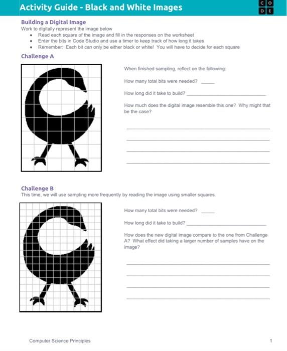 Solved DE Activity Guide - Black and White Images Building a | Chegg.com