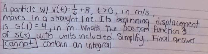 Solved find the position function with the given | Chegg.com