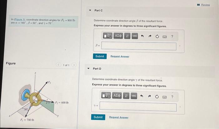 Solved In (Figure 1), Coordinate Direction Angles For | Chegg.com