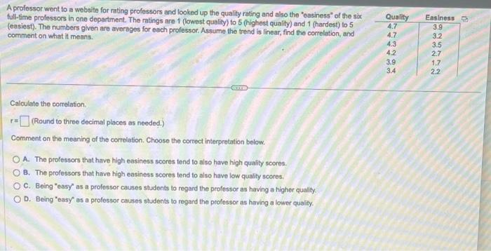 Solved A Professor Went To A Website For Rating Professors | Chegg.com