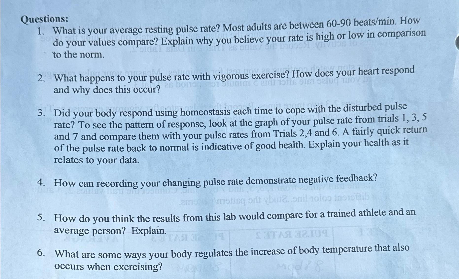 Solved questions what is your average resting pulse rate chegg