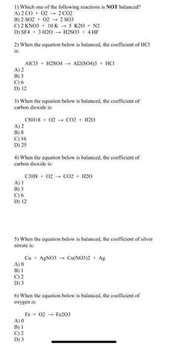 Solved 1) Which One Of The Following Reactions Is NOT | Chegg.com