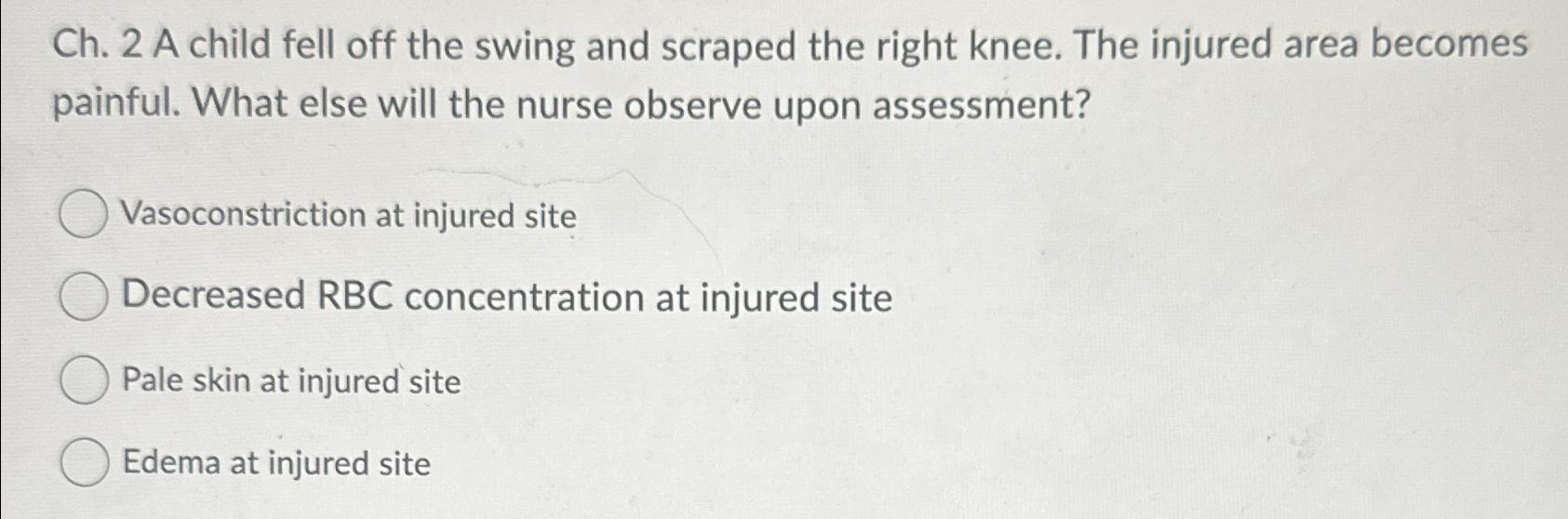 Solved Ch. 2 ﻿A child fell off the swing and scraped the | Chegg.com