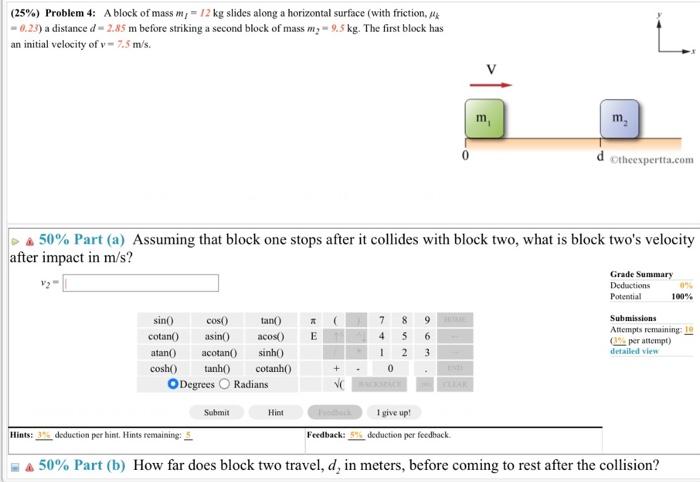 Solved (25%) Problem 4: A Block Of Mass M; = 12 Kg Slides | Chegg.com