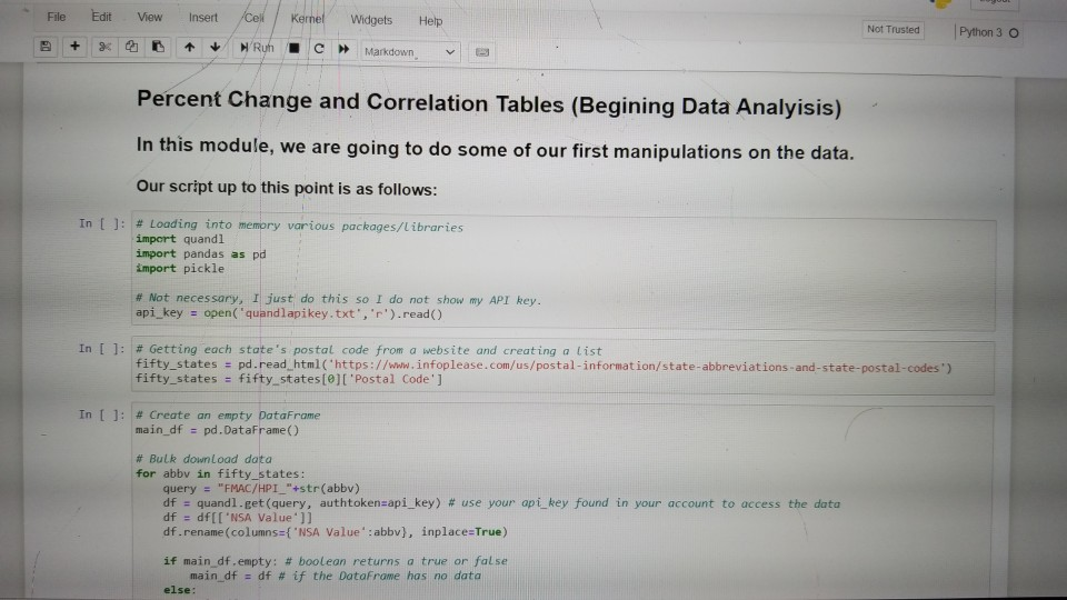 Not Trusted W Run Python 3 O с Markdown Getting the