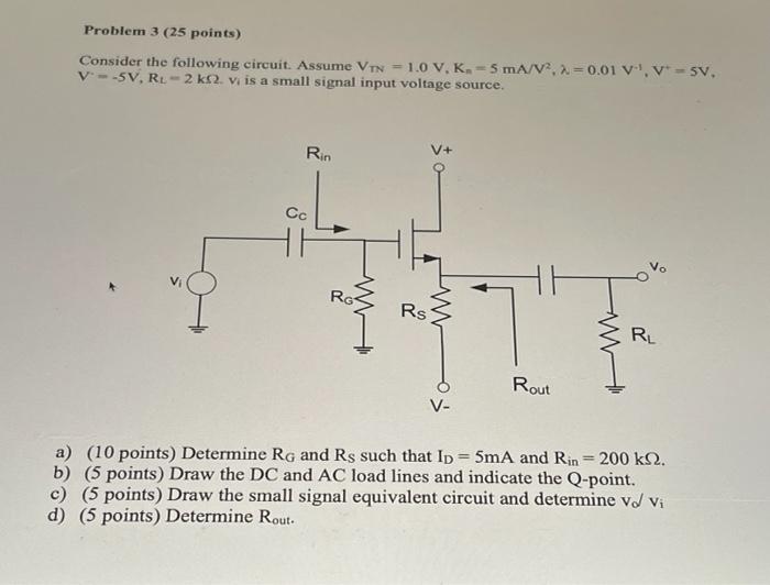 Solved Problem 3 (25 points) Consider the following circuit. | Chegg.com