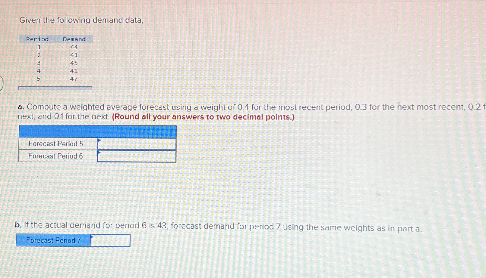 Solved Given the following demand | Chegg.com
