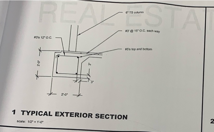 6* ts column #3 @ 15* o.c. each way #3s 12o.c. #5s top and bottom - 2-0 30 * 2:0* * 1 typical exterior section scale: 1/2*