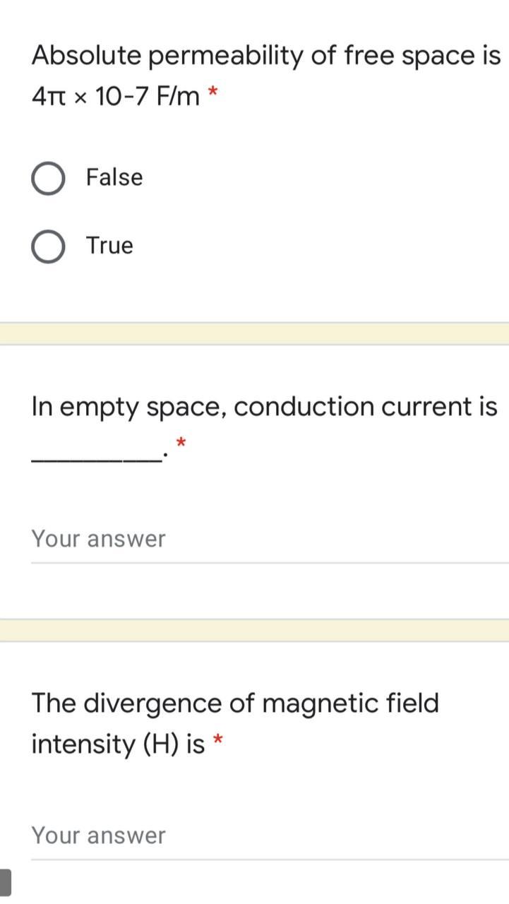 Solved Absolute Permeability Of Free Space Is 411 X 10 7 F M Chegg Com