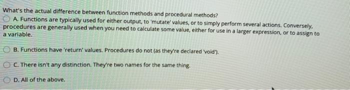 Solved What's the actual difference between function methods | Chegg.com