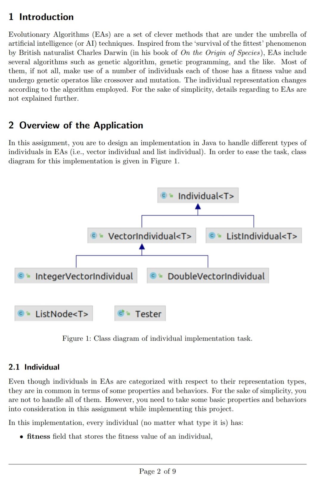 Solved 1 Introduction Evolutionary Algorithms (EAs) are a | Chegg.com