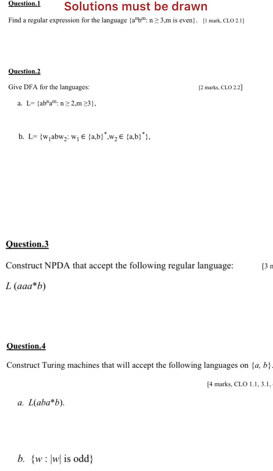 Solved Question. 1 ﻿Solutions Must Be DrawnFind A Regular | Chegg.com