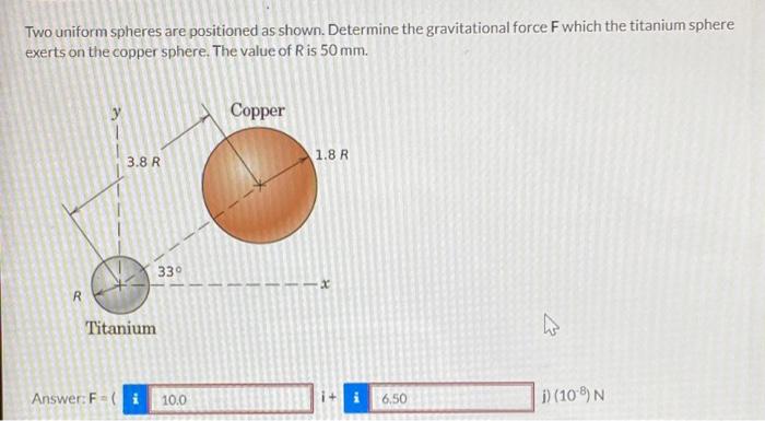 Solved Two uniform spheres are positioned as shown. | Chegg.com