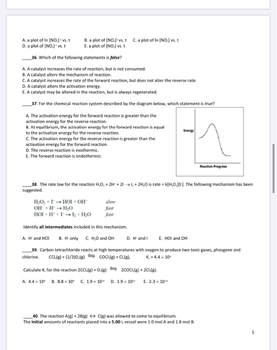 Solved After The Reaction Reached Equilibrium 10 Mol Of Chegg Com