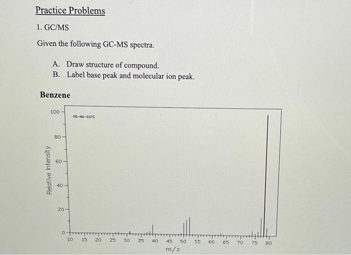 Solved Practice Problems 1. GC/MS Given the following GC-MS | Chegg.com