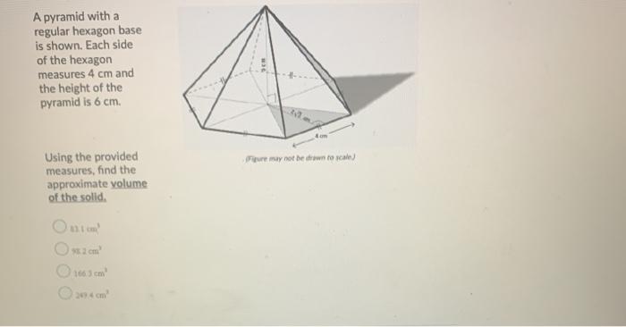 Solved A square based pyramid is shown. Determine the volume | Chegg.com