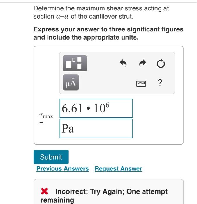 Solved The cantilever strut is subjected to the point loads | Chegg.com