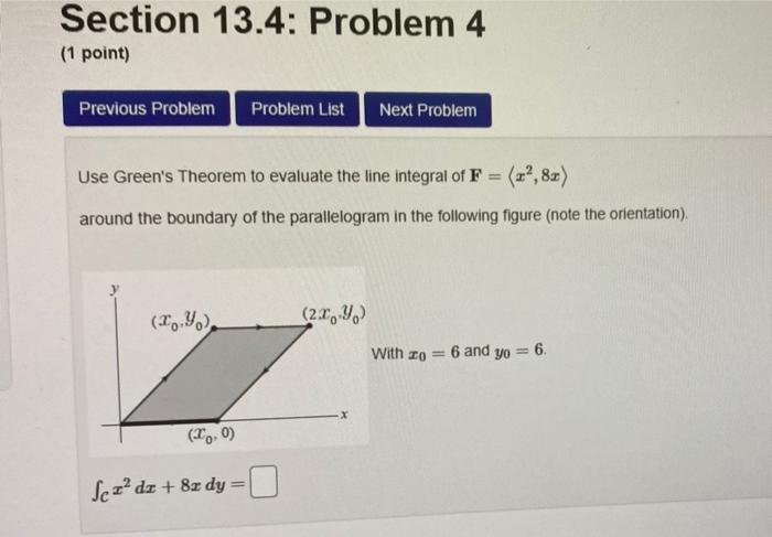 Solved Section 13.4: Problem 4 (1 point) Previous Problem | Chegg.com