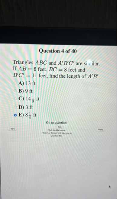 Solved Question 4 ﻿of 40Triangles ABC and A'B'C' ﻿are | Chegg.com