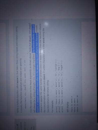 Solved Write a Python function called more() that takes | Chegg.com