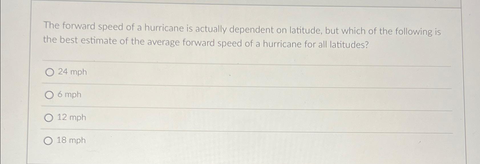 Solved The forward speed of a hurricane is actually | Chegg.com