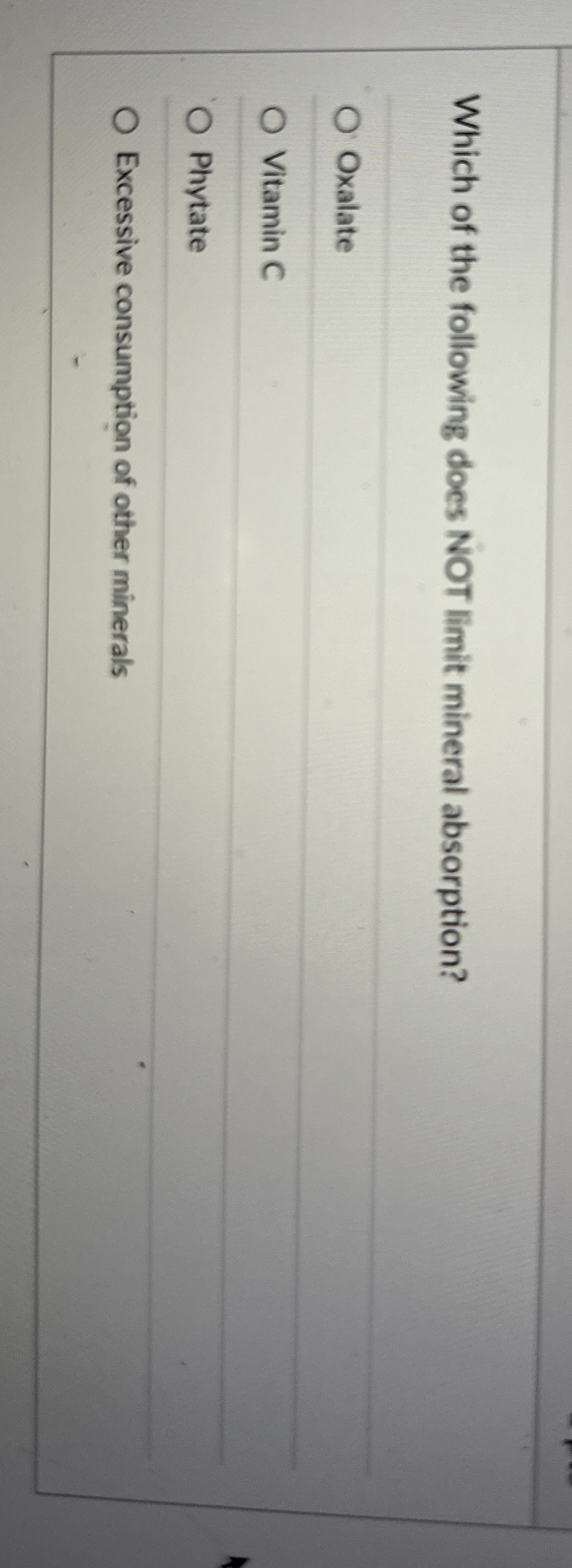 Solved Which of the following does NOT limit mineral