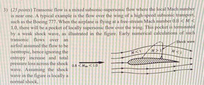 Solved 3) (25 points) Transonic flow is a mixed | Chegg.com