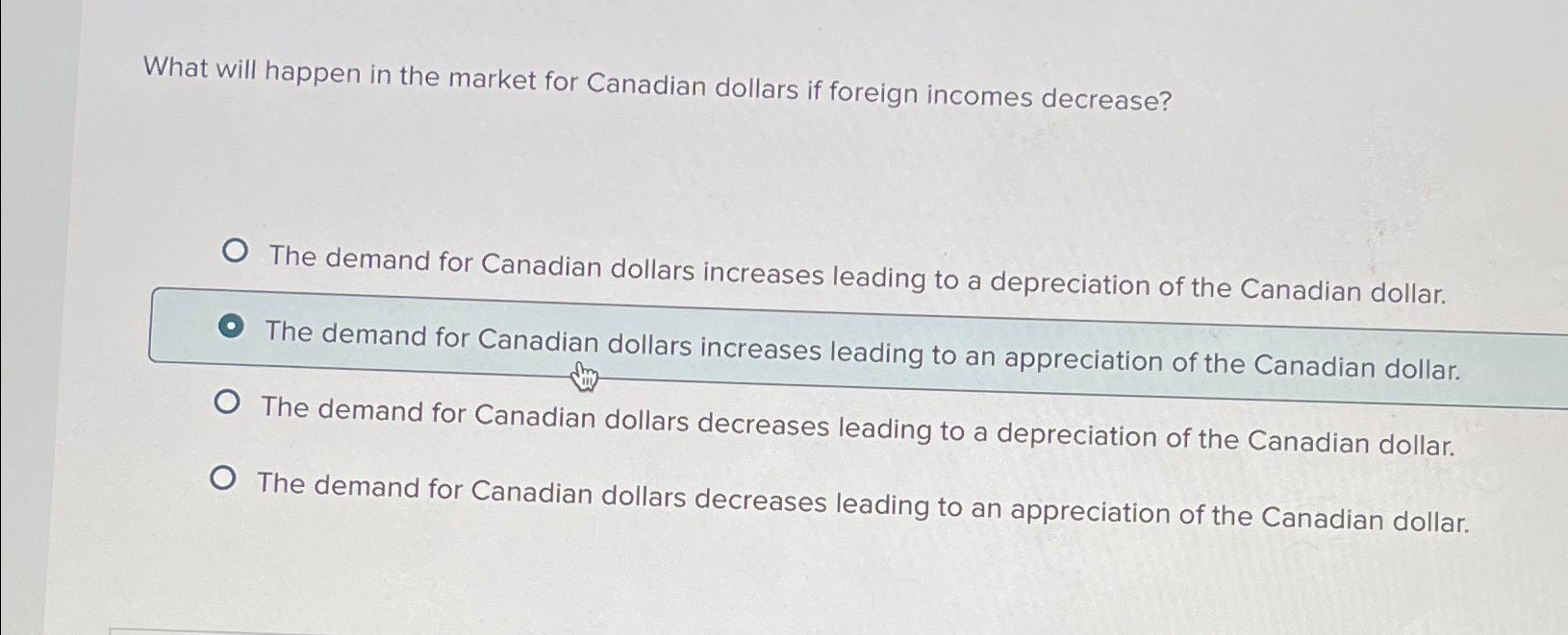 Solved What will happen in the market for Canadian dollars | Chegg.com